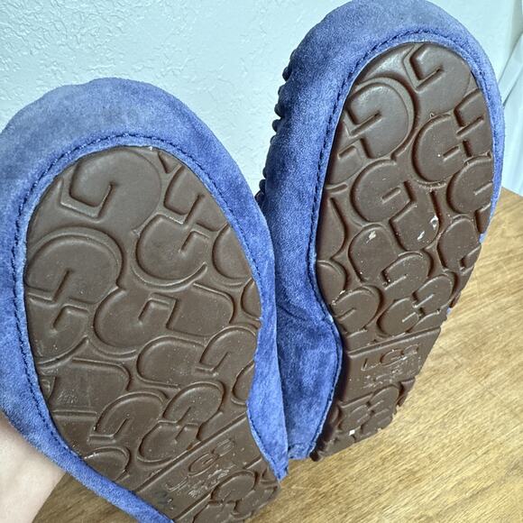 Ugg Dakota Slippers Size 5 Womens Blue Suede Pink Laces Wool Lining Rubber Soles - Picture 13 of 13